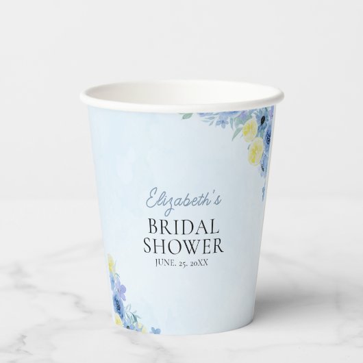 Blue Mediterranean Lemon Bridal shower 紙コップ (裏面)