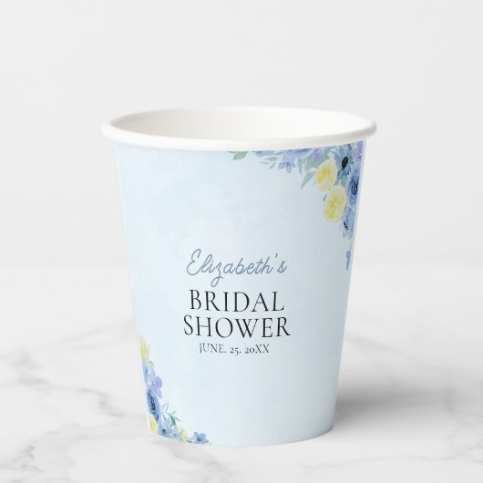 Blue Mediterranean Lemon Bridal shower 紙コップ (正面)