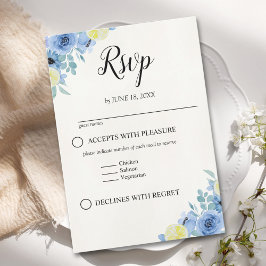 Blue Mediterranean Lemon Wedding 出欠カード