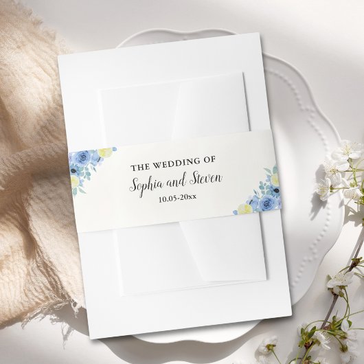 Blue Mediterranean Lemon Wedding 招待状ベリーバンド