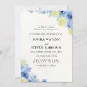 Blue Mediterranean Lemon Wedding 招待状 (正面)