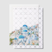 Blue Mediterranean Skyline Wedding Save the Date ベラム紙招待状 (オフセット (招待状))
