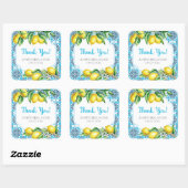 Blue Mediterranean Tile Lemon Bridal Thank You スクエアシール (シート)