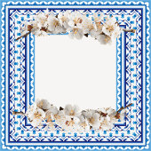 Blue Mediterranean Tile Pattern Wedding Photo Cera タイル
