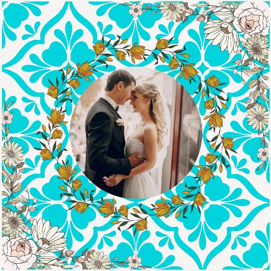 Blue Mediterranean Tile Pattern Wedding Photo Cera タイル