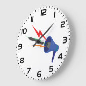 Blue Megaphone with Colorful Lightning Bolts ラージ壁時計 (傾斜)