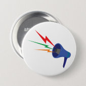 Blue Megaphone with Colorful Lightning Bolts 缶バッジ (正面&裏面)