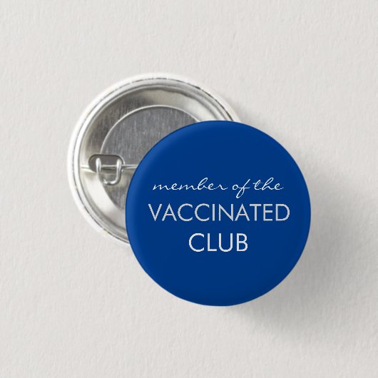 Blue Member of the Vaccinated Clubボタン 缶バッジ (正面&裏面)