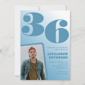 Blue Menフォトグラディエント36th誕生日招待状 招待状 (正面)