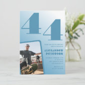 Blue Menフォトグラディエント44th誕生日招待状 招待状 (スタンド正面)