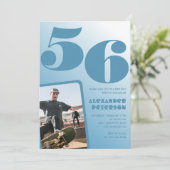 Blue Menフォトグラディエント56th誕生日招待状 招待状 (スタンド正面)