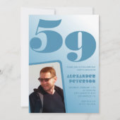 Blue Menフォトグラディエント59th誕生日招待状 招待状 (正面)