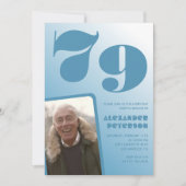 Blue Menフォトグラディエント79th誕生日招待状 招待状 (正面)