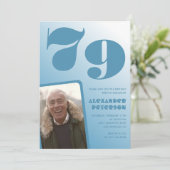 Blue Menフォトグラディエント79th誕生日招待状 招待状 (スタンド正面)