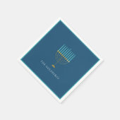 Blue Menorah Hanukkah Celebration Personalized  スタンダードカクテルナプキン (角)