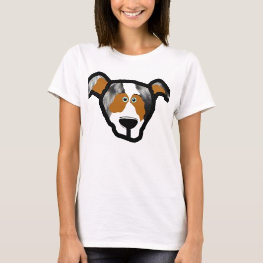 blue_merleの小型オーストラリアの前部2側面 tシャツ (正面)