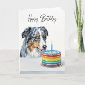 Blue Merle Aussie Birthday Cake Inspector カード (正面)