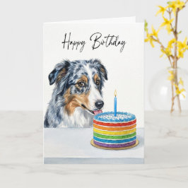 Blue Merle Aussie Birthday Cake Inspector カード