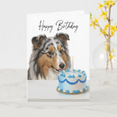 Blue Merle Sheltie Cake Inspector カード (黄色い花)