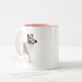 Blue Merle Sheltie Wine Humor Gift ツートーンマグカップ (正面左)
