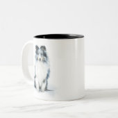 BLUE MERLE Shetland Sheepdog Watercolor Art ツートーンマグカップ (正面左)