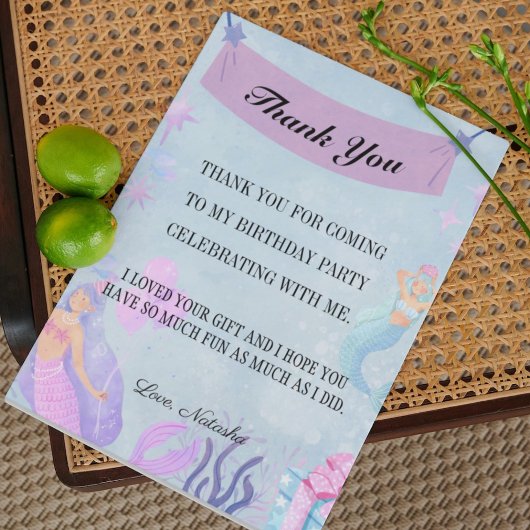 Blue Mermaid誕生日パーティー| 感謝してい|あなた誕生日 ポストカード