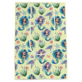 Blue Mermaid Birthday Gift Bag in Yellow ミディアムペーパーバッグ (裏面)