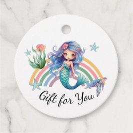 Blue Mermaid Birthday Gift Tags in White フェイバータグ