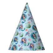 Blue Mermaid Birthday Party Hat in Blue パーティーハット (左)