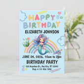 Blue Mermaid Birthday Party Invitation in Blue 招待状 (スタンド正面)