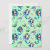 Blue Mermaid Birthday Party Invitation in Green 招待状 (裏面)