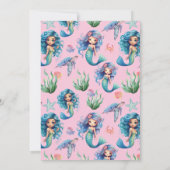 Blue Mermaid Birthday Party Invitation in Pink 招待状 (裏面)