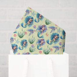 Blue Mermaid Birthday Tissue Paper in Yellow 薄葉紙