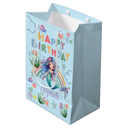 Blue Mermaid Gift Bag in Blue ミディアムペーパーバッグ (正面アングル)