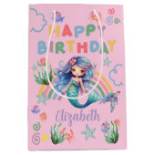 Blue Mermaid Gift Bag in Pink ミディアムペーパーバッグ (正面)