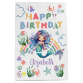 Blue Mermaid Gift Bag in White ミディアムペーパーバッグ (正面)