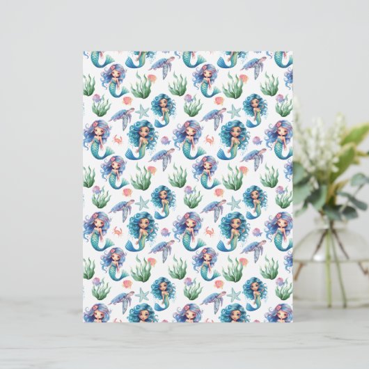 Blue Mermaid Scrapbook Paper in White (スタンド正面)