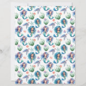 Blue Mermaid Scrapbook Paper in White (正面)