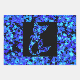 Blue mermaid Splattered Paint ラッピングペーパーシート