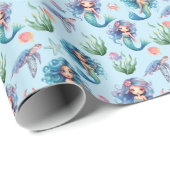 Blue Mermaids Gift Wrapping Paper in Blue ラッピングペーパー (ロールコーナー)