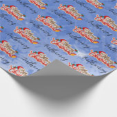 Blue Merry Christmas Script Customized Name ラッピングペーパー (角)