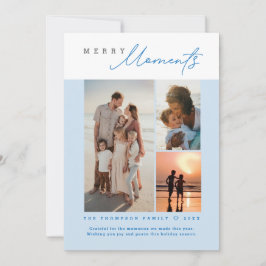 Blue Merry Moments coastal photo collage  シーズンカード