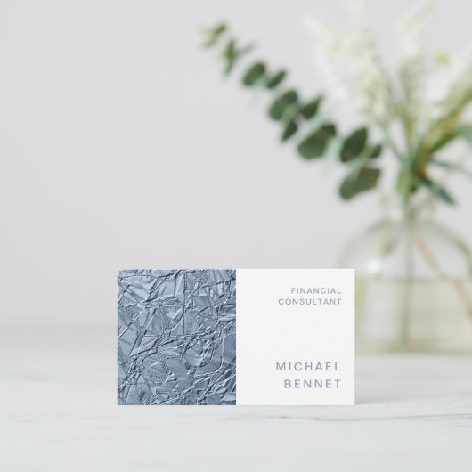Blue Metallic エレガント Finance Consultant 名刺 (スタンド正面)