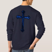 Blue Metallic Look Cross Front and Back Tシャツ (裏面)
