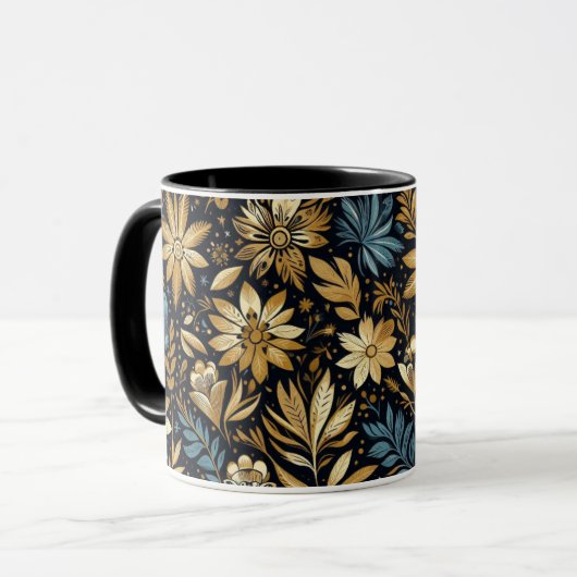 Blue Mexicain Floral Mug  マグカップ (正面左)