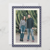 Blue Mid Century Geometric Hanukkah Large Photos シーズンカード (正面)