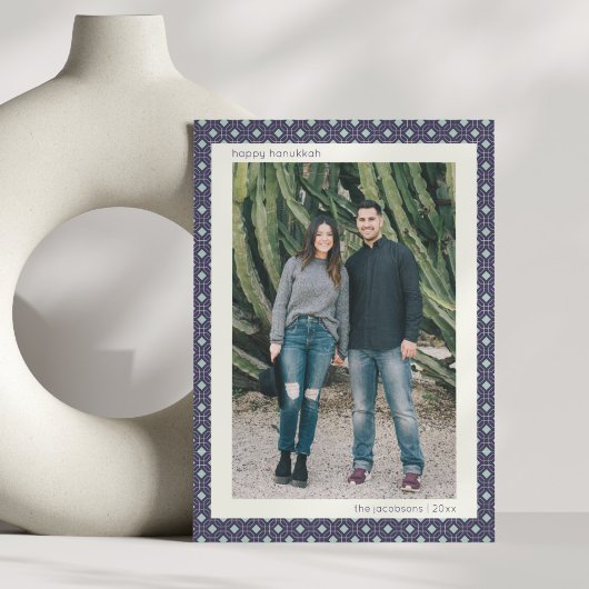 Blue Mid Century Geometric Hanukkah Large Photos シーズンカード