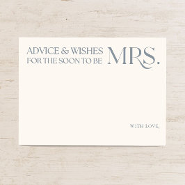 Blue Minimal Bridal Shower Advice and Wishes エンクロージャーカード