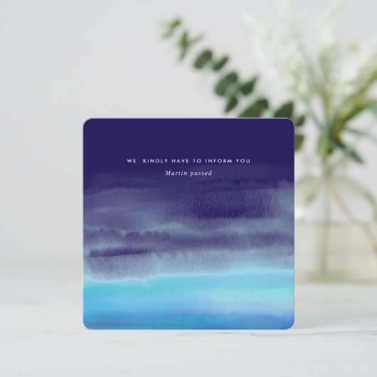 Blue Minimal Watercolor Waves 招待状 (スタンド正面)