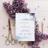 Blue Minimalistヴィンテージ水結婚色 箔招待状